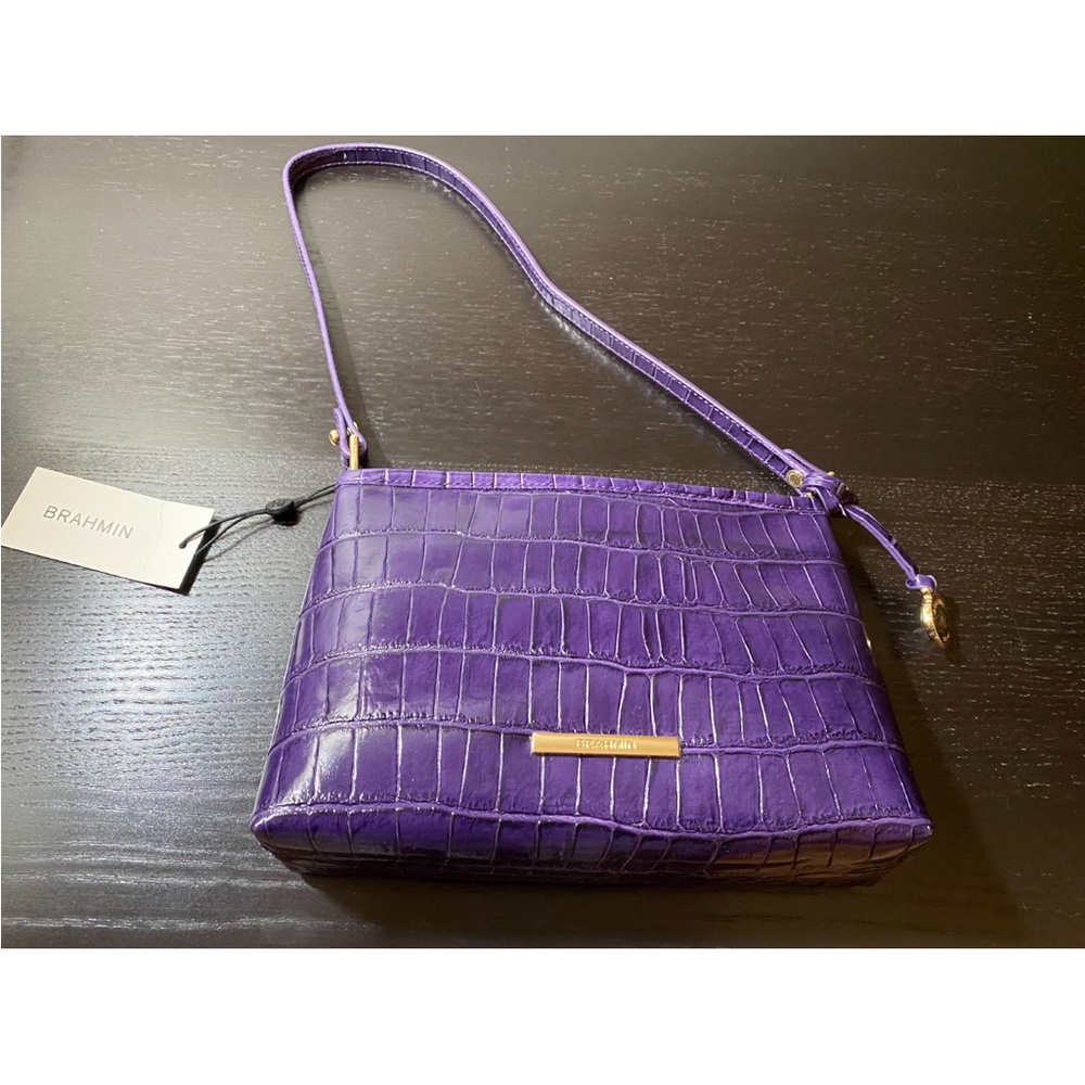 Brahmin Purple Crocodile Embossed Women's Bag